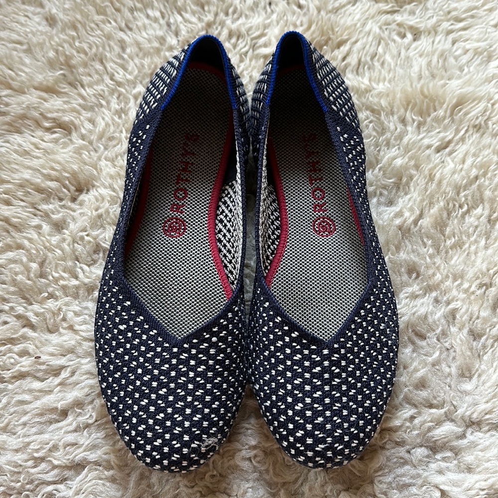 Rothy’s flat navy and white womens 11.5 maritime honeycomb